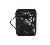 EdWal Cute Black Pug Dog Print Bible Case Cosmetic Bag with Sturdy Handle Wash Bag Tablet Sleeve Small Tool Bag for Books