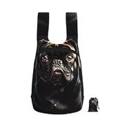 EdWal Cute Black Pug Dog Print Foldable Backpack Lightweight Hiking Bag Soft Travel Backpack Rucksack For Work And Gym