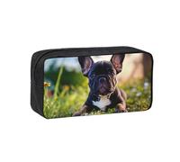 EdWal Cute Black Pug Dog Print Pen Organizer Bag Pouch Large Capacity Pencil Case with Zipper Durable Pen Case for Stationery