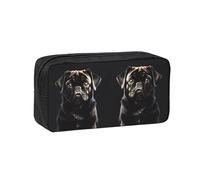 EdWal Cute Black Pug Dog Print Pen Organizer Bag Pouch Large Capacity Pencil Case with Zipper Durable Pen Case for Stationery