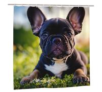 EdWal Cute Black Pug Dog Print Polyester Shower Curtain For Bathroom With Hooks 185cm Long, Waterproof Bath Accessories