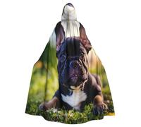 EdWal Cute Black Pug Dog Print Unisex Adults Hooded Cloak Cape Uniform, Hooded Robe, For Halloween Cosplay Costumes