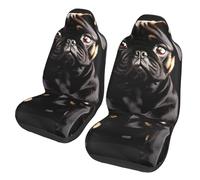 EdWal Cute Black Pug Dog-Standard-Scale-2_00x Print Front Seat Covers, Easy To Install Two Car Seat Protector Cover Set Accessories Auto Trucks Suv