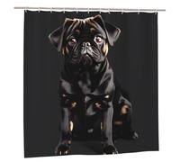 EdWal Cute Black Pug Dog-Standard-Scale-2_00x Print Polyester Shower Curtain For Bathroom With Hooks 185cm Long, Waterproof Bath Accessories