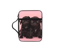 EdWal Cute Black Pug Print Bible Case Cosmetic Bag with Sturdy Handle Wash Bag Tablet Sleeve Small Tool Bag for Books