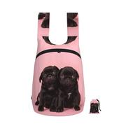 EdWal Cute Black Pug Print Foldable Backpack Lightweight Hiking Bag Soft Travel Backpack Rucksack For Work And Gym