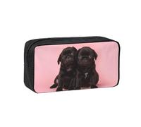EdWal Cute Black Pug Print Pen Organizer Bag Pouch Large Capacity Pencil Case with Zipper Durable Pen Case for Stationery