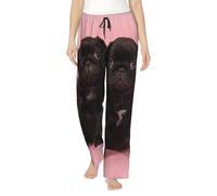 EdWal Cute Black Pug Print Women'S Lightweight Lounge Pajama Pants - Soft Breathable Versatile Sleep Bottoms S-3xl
