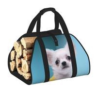 EdWal Cute Chihuahua 1 Print Log Carrier Bag with Open Sides Wood Log Holder for Fireplace Tote Bag Fireplace Accessory