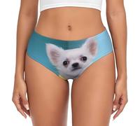 EdWal Cute Chihuahua 1 Print Womens High-Waisted Briefs Panties, Moisture-Wicking Underwear, Bikini Brief Underwear Black