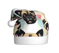 EdWal Cute Chihuahua Pug Print Plush Santa Hat, Christmas Hats For Adults, Cozy Holiday Headwear, For Christmas Parties
