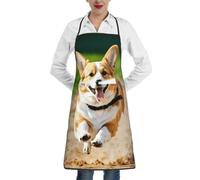 EdWal Cute Corgi Print Kitchen Aprons, Apron For Cooking With Pocket, Unisex Chef Aprons For Men Women
