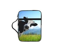EdWal Cute Cow Print Bible Case Cosmetic Bag with Sturdy Handle Wash Bag Tablet Sleeve Small Tool Bag for Books