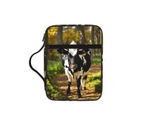 EdWal Cute Cow Print Bible Case Cosmetic Bag with Sturdy Handle Wash Bag Tablet Sleeve Small Tool Bag for Books