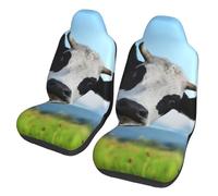 EdWal Cute Cow Print Front Seat Covers, Easy To Install Two Car Seat Protector Cover Set Accessories Auto Trucks Suv