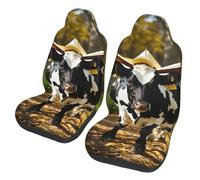 EdWal Cute Cow Print Front Seat Covers, Easy To Install Two Car Seat Protector Cover Set Accessories Auto Trucks Suv