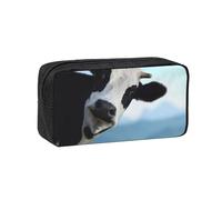 EdWal Cute Cow Print Pen Organizer Bag Pouch Large Capacity Pencil Case with Zipper Durable Pen Case for Stationery