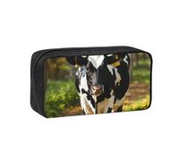 EdWal Cute Cow Print Pen Organizer Bag Pouch Large Capacity Pencil Case with Zipper Durable Pen Case for Stationery