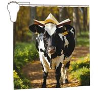 EdWal Cute Cow Print Polyester Shower Curtain For Bathroom With Hooks 185cm Long, Waterproof Bath Accessories