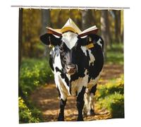 EdWal Cute Cow Print Polyester Shower Curtain For Bathroom With Hooks 185cm Long, Waterproof Bath Accessories