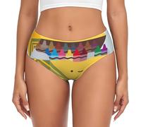 EdWal Cute Crayons Box Print Womens High-Waisted Briefs Panties, Moisture-Wicking Underwear, Bikini Brief Underwear Black