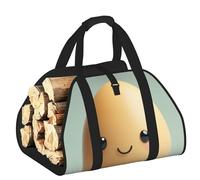 EdWal Cute Egg Print Log Carrier Bag with Open Sides Wood Log Holder for Fireplace Tote Bag Fireplace Accessory