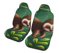 EdWal Cute Funny Sloth Relaxing On The Jungle Tree Print Front Seat Covers, Easy To Install Two Car Seat Protector Cover Set Accessories Auto Trucks Suv