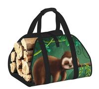 EdWal Cute Funny Sloth Relaxing On The Jungle Tree Print Log Carrier Bag with Open Sides Wood Log Holder for Fireplace Tote Bag Fireplace Accessory