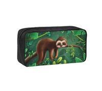 Edwal Cute Funny Sloth Relaxing On The Jungle Tree Print Pen Organizer Bag Pouch Large Capacity Pencil Case with Zipper Durable Pen Case for Stationery