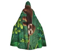 EdWal Cute Funny Sloth Relaxing On The Jungle Tree Print Unisex Adults Hooded Cloak Cape Uniform, Hooded Robe, For Halloween Cosplay Costumes