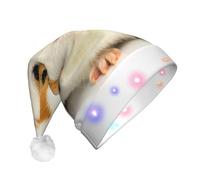 EdWal Cute Guinea Pig Print Led Christmas Beanie Light Up Christmas Hats, Knit Hats With Led Lights, Unisex Winter Santa Hat