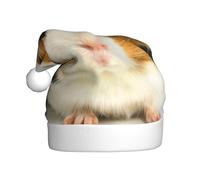 EdWal Cute Guinea Pig Print Plush Santa Hat, Christmas Hats For Adults, Cozy Holiday Headwear, For Christmas Parties
