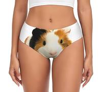 EdWal Cute Guinea Pig Print Womens High-Waisted Briefs Panties, Moisture-Wicking Underwear, Bikini Brief Underwear Black