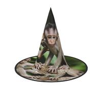 EdWal Cute Little Monkeys Print Halloween Witch Hat Costume Accessory Women Hats For Halloween Party Cosplay For Home, Yard,