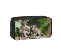 EdWal Cute Little Monkeys Print Pen Organizer Bag Pouch Large Capacity Pencil Case with Zipper Durable Pen Case for Stationery