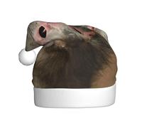 EdWal Cute Ostrich Print Plush Santa Hat, Christmas Hats For Adults, Cozy Holiday Headwear, For Christmas Parties