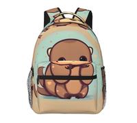 Edwal Cute Otter Print Hiking Backpack Laptop Backpack For Men Women Waterproof Rucksack Easy To Clean Travel Bag