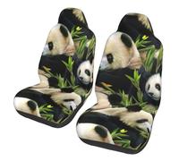 EdWal Cute Panda Print Front Seat Covers, Easy To Install Two Car Seat Protector Cover Set Accessories Auto Trucks Suv
