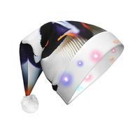 EdWal Cute Penguin Head Print Led Christmas Beanie Light Up Christmas Hats, Knit Hats With Led Lights, Unisex Winter Santa Hat