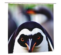 EdWal Cute Penguin Head Print Polyester Shower Curtain For Bathroom With Hooks 185cm Long, Waterproof Bath Accessories