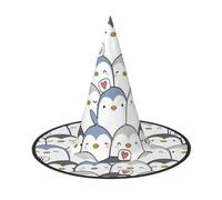 EdWal Cute Penguin Print Halloween Witch Hat Costume Accessory Women Hats For Halloween Party Cosplay For Home, Yard,