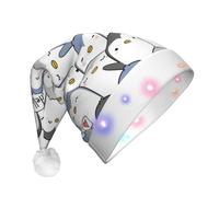 EdWal Cute Penguin Print Led Christmas Beanie Light Up Christmas Hats, Knit Hats With Led Lights, Unisex Winter Santa Hat