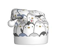 EdWal Cute Penguin Print Plush Santa Hat, Christmas Hats For Adults, Cozy Holiday Headwear, For Christmas Parties