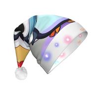 EdWal Cute Penguin Print Print Led Christmas Beanie Light Up Christmas Hats, Knit Hats With Led Lights, Unisex Winter Santa Hat
