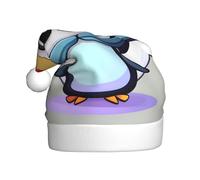 EdWal Cute Penguin Print Print Plush Santa Hat, Christmas Hats For Adults, Cozy Holiday Headwear, For Christmas Parties