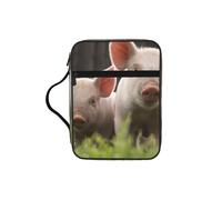 EdWal Cute Pig Print Bible Case Cosmetic Bag with Sturdy Handle Wash Bag Tablet Sleeve Small Tool Bag for Books