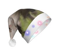 EdWal Cute Pig Print Led Christmas Beanie Light Up Christmas Hats, Knit Hats With Led Lights, Unisex Winter Santa Hat