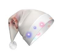 EdWal Cute Pig Print Led Christmas Beanie Light Up Christmas Hats, Knit Hats With Led Lights, Unisex Winter Santa Hat