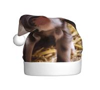 EdWal Cute Pig Print Plush Santa Hat, Christmas Hats For Adults, Cozy Holiday Headwear, For Christmas Parties
