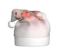 EdWal Cute Pig Print Plush Santa Hat, Christmas Hats For Adults, Cozy Holiday Headwear, For Christmas Parties